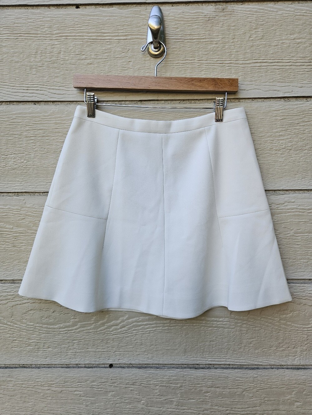J. Crew fluted mini skirt double crepe white size 6